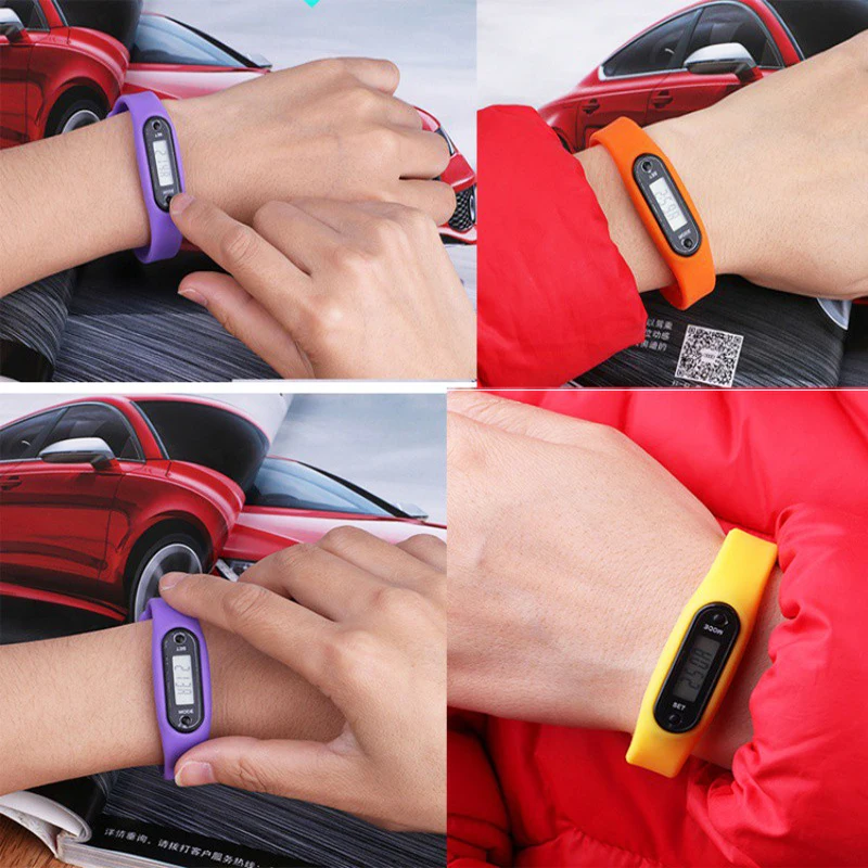 

Calorie Counte Distance Counter Digital LCD Silicone Wrist Band Pedometers Run Step Adult Sport Fitness Multi-function Walking