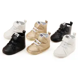 Малыша новорожденных обувь первый ходок Pu кожа осень-зима Модная одежда для детей, Детская мода для мальчиков и девочек мягкая подошва