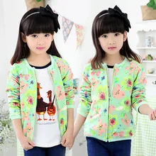 2016 Automne Filles Vêtements Bébé Enfant À Manches Longues Zipper Fleur Imprimer Cardigan Livraison Gratuite