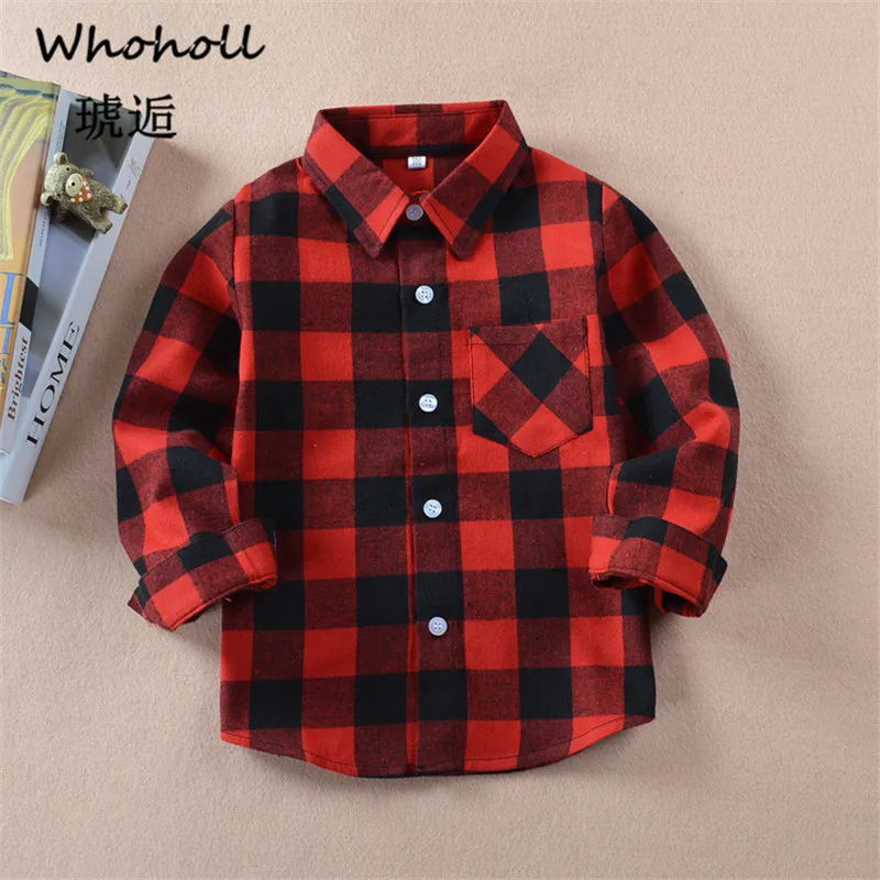 

Whoholl Brand 2019 Spring Summet Plaids Checks Blouse Baby Kids Boys Girls Long Sleeve Striped Shirt Clothes Outfit 6-17 Years