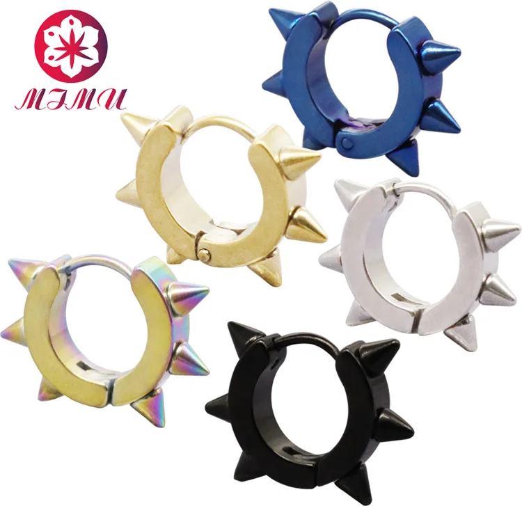 

M Mu Titanium Steel Earrings Allergy Friendly Don't Fade Spikes Punk Ear Clip Stainless Steel Vacuum Color Retention Plating Cli