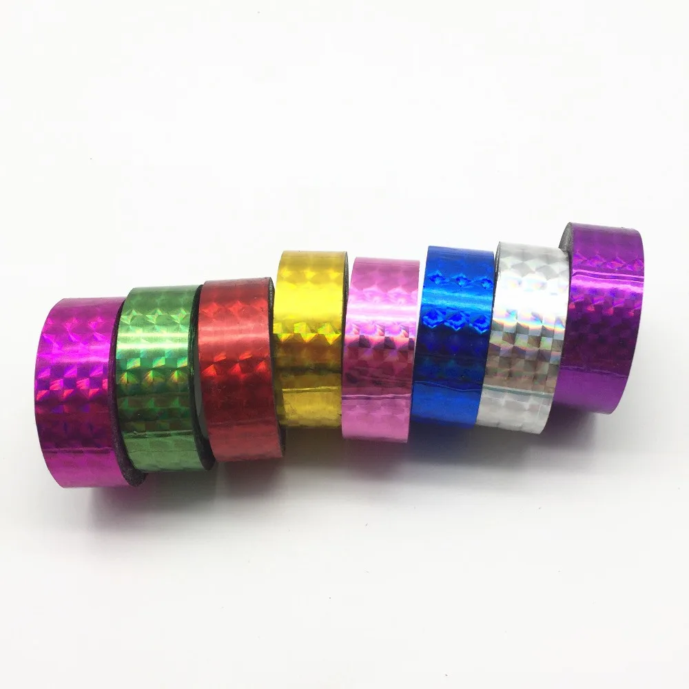 

8pcs 18mm X 30yards/pc Holographic Laser Prism Tapes Gift Wrapping Christmas Wedding Scrapbooking Metallic Stickers