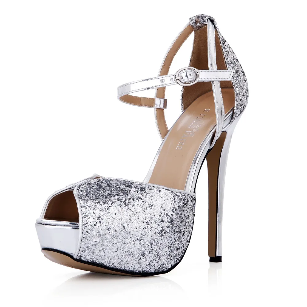 Women High Heels Sandals Ladies Summer Sequined Shoes Woman Glitter ...