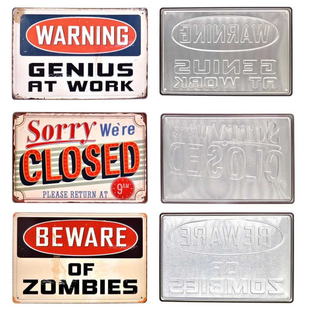 

Beware of Zombies Embossed Metal Sign Fashion Metal Tin Sign Vintage Home Decor Tin Sign Retro Metal Plaque Classic Metal Plate