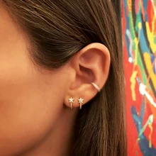 Модные высококачественные фабричные оптовые продажи, j-образные микро серьги-гвоздики, cz звезда, милые вечерние Рождественский подарок очаровательный ювелирный