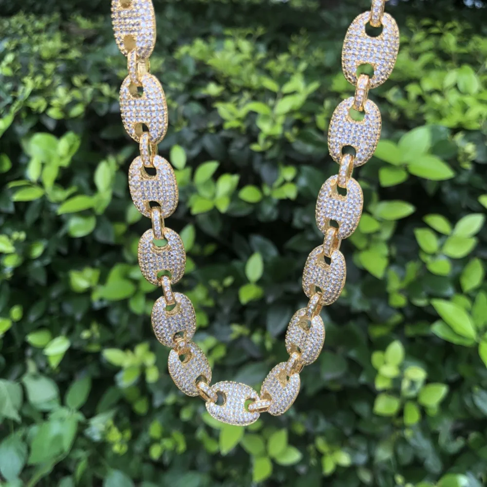 Ceny Uwin 13mm naszyjniki dla mężczyzn kobiet dmuchany łańcuch morski tłuszczu linki Choker Hiphop Iced Out kolorowe Cubic cyrkon moda biżuteria