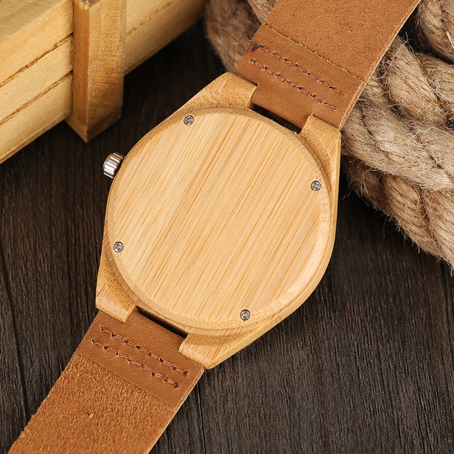 Vintage Mens Wood Watch Minimalism Simple Handmade Carving Quartz Wooden Bamboo Women Sports Clock with Genuine Leather Gift Bag 2017 (12)