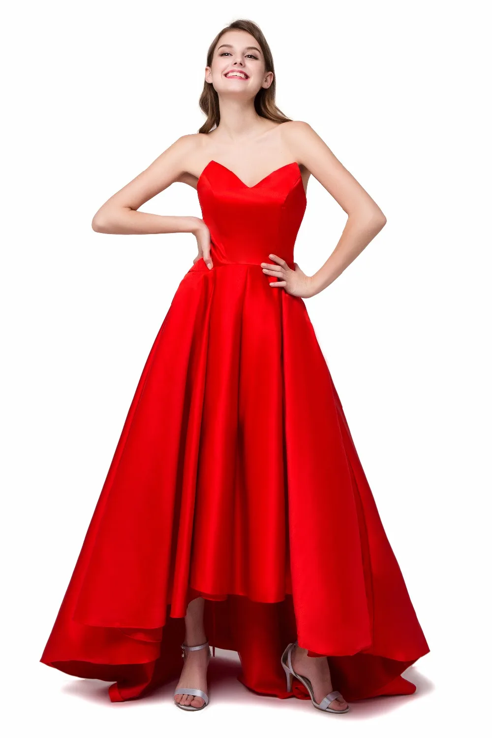 red ankle length cocktail dresses