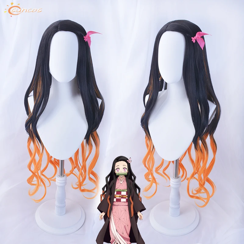 Аниме Demon Slayer Kamado Nezuko Косплей костюмы Kimetsu no Yaiba женское Розовое Кимоно на Хэллоуин