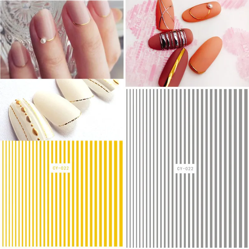 

1 Sheet Gold 3D Nail Sticker Curve Stripe Lines Nails Stickers Adhesive Striping Tape Nail Art Stickers Decals Rose Gold Silver
