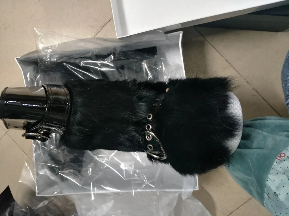Fourrure Renard Clair Femmes 41 Lapin rabbit rouge bleu Verni 35 Fur Ou Fur Hiver Plat Courtes Marque Bottes En veau Cuir Mi Fur De Rabbit Boucle fox Taille Noir 5cRq4LASj3