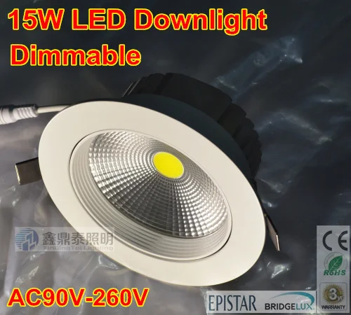 

Super 15W Dimmable LED COB LED Down Light led Ceiling Light Cool White/Nature white/Warm White ac90-260v