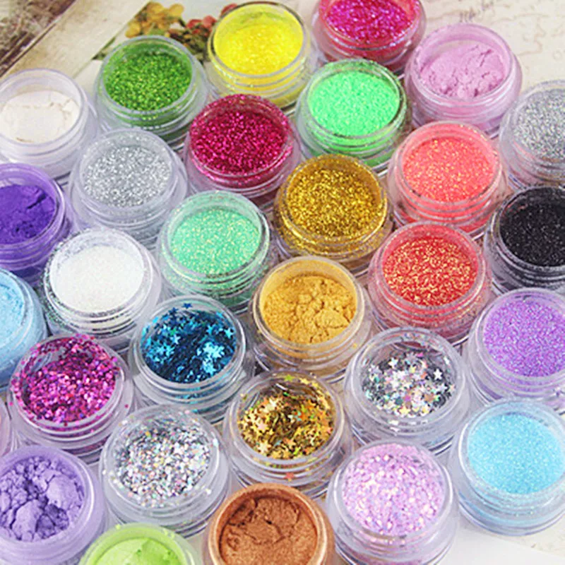 

30 Boxes Assorted Glitters | Pearlescence Powder | Glittery Confetti | Iridescent Sprinkles Nail Design | Resin Crafts