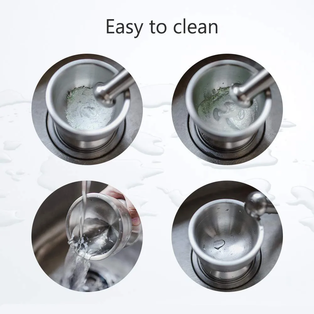 LMETJMA Stainless Steel Spice Grinder With Mortar and Pestle Herbs Spice Grinder Bowl Seasoning Mill Pill Crusher KC0245 salt and pepper grinder herb grinder