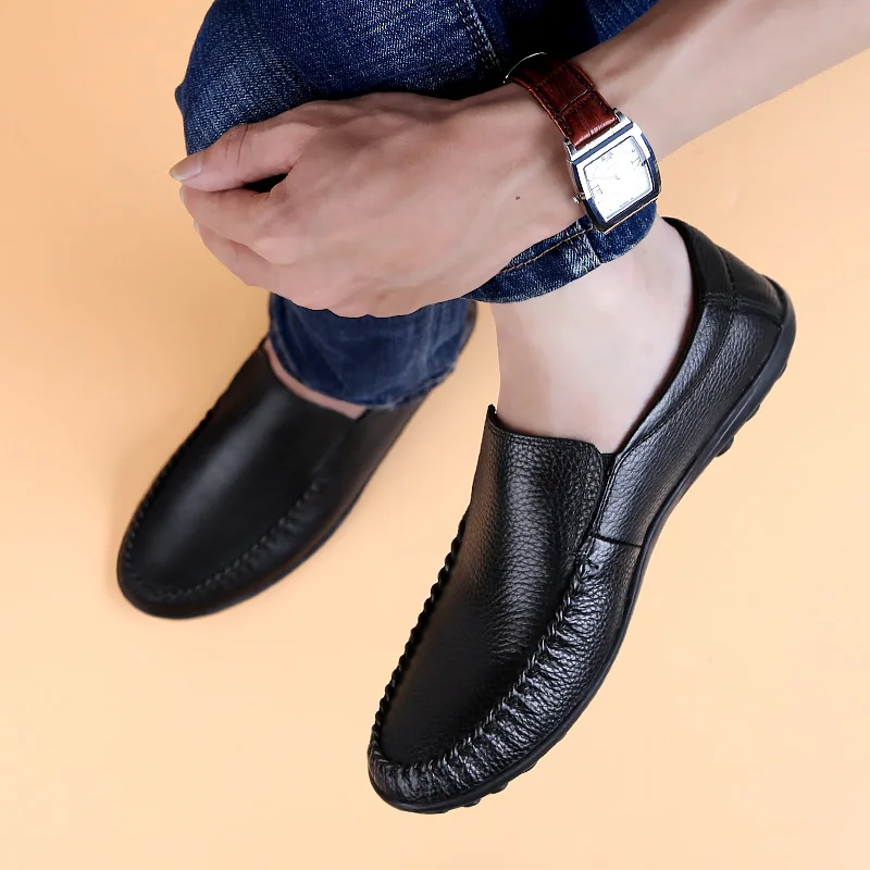 

Men Loafers shoes Luxury Brand Men Shoes outdoor Fashion Casual Male Shoes Lace Men genuine Leather Shoes Flat Shoes size 38-46