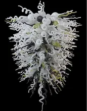 Free Shipping 120v/240v LED Bulbs Large Villa Lighting White and Black Hand Blown Glass Chandelier Lighting Free Shipping 120v/240v LED Bulbs Large Villa Lighting White and Black Hand Blown Glass Chandelier Lighting