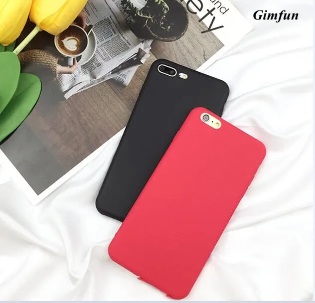 Gimfun Simple Soild Soft Phone Case for Iphone 6 6s 6plus 7 7plus 8 5 5s Lovers Red Silicone Tpu Back Cover Shell |