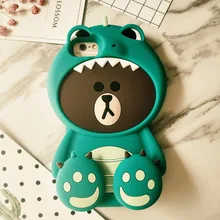2017 New Korean 3D Dinosaur Brown Bear Case for iPhone 7 7plus 6 6s 6plus Bear in Tiger Costumes Back Case Funda Cover
