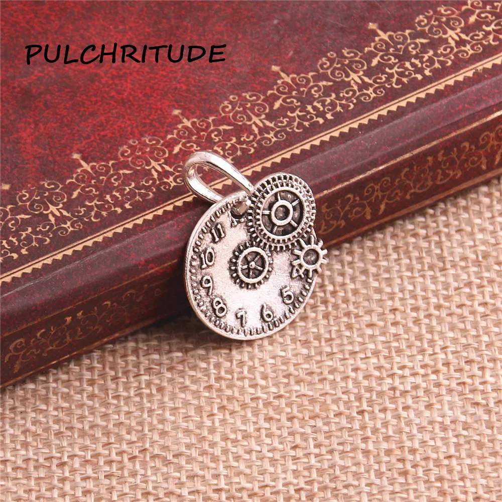 PULCHRITUDE 15 шт металлический сплав античные цвета бусы Подвеска часы амулет