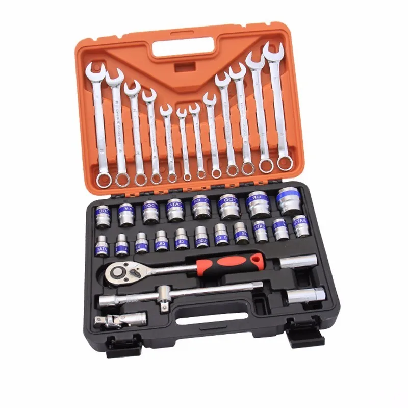 

37 Pcs Box Set Hardware Sleeve Set Tool Manual Car Maintenance Universal Socket Kit Ratchet Wrench 1/2" Adapter Multifunctional