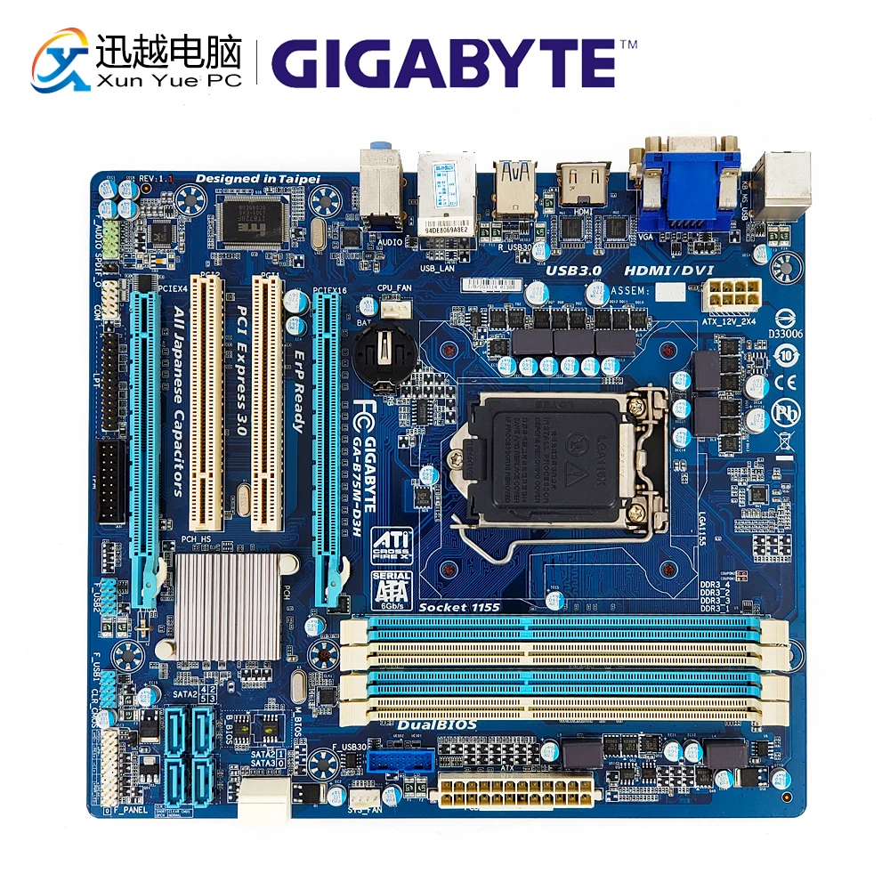 Gigabyte GA-B75M-D3H настольная материнская плата B75M-D3H B75 LGA 1155 для Core i7 i5 i3 DDR3 32G Micro-ATX оригинальная б/у материнская плата