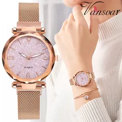 Rose Gold Women Watch 2019 Top Brand Luxury Magnetic Starry Sky Lady Wrist Watch Mesh Female Clock For Dropship relogio feminino Rose Gold Women Watch 2019 Top Brand Luxury Magnetic Starry Sky Lady Wrist Watch Mesh Female Clock For Dropship relogio feminino