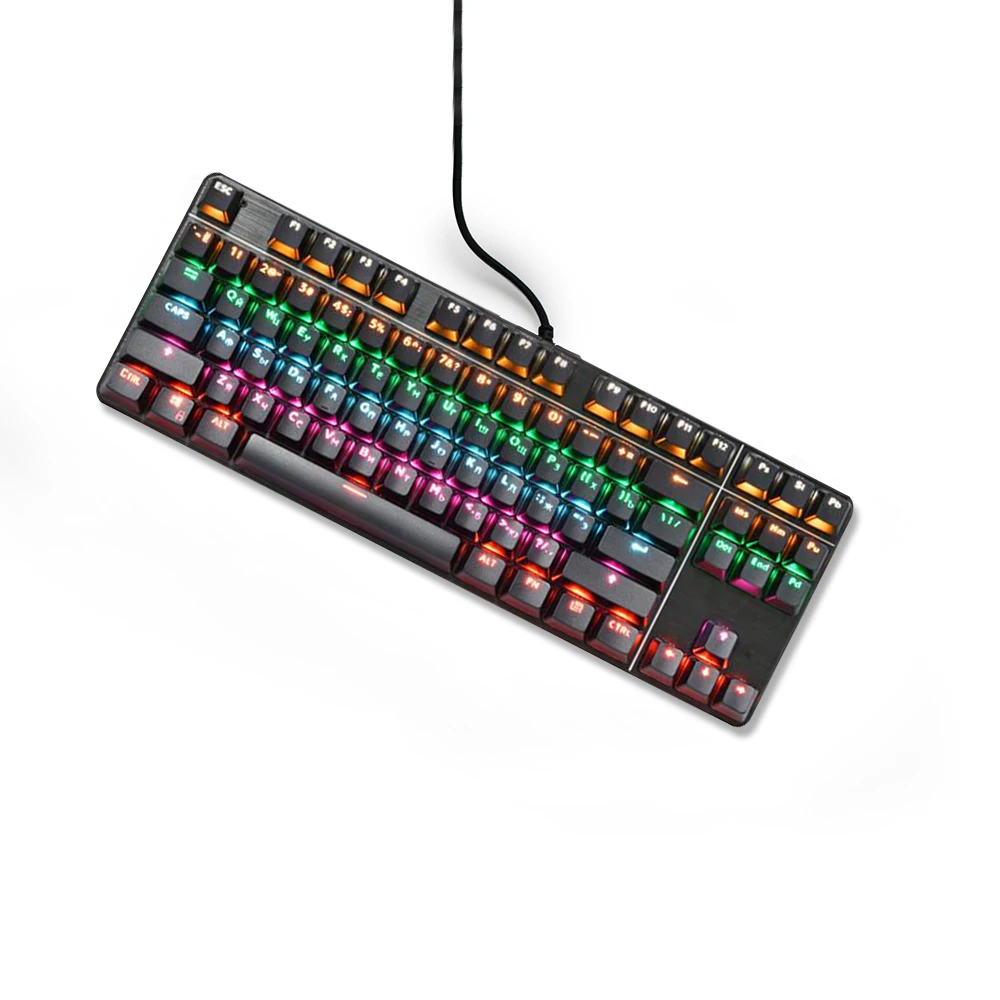 

Mechanical Gaming Keyboard Russian English bilingual Blue Switch Mechanical Keyboard Wired Metal Panel Gaming Keyboard for Gamer