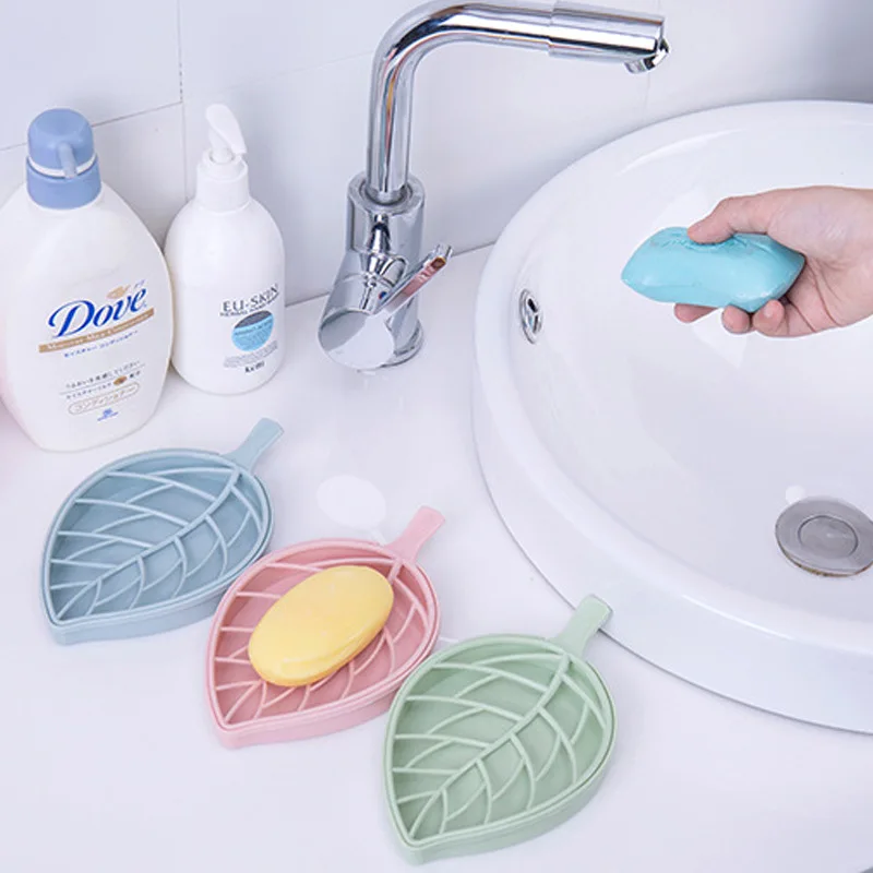 

Double Layer Leaf Shape Soap Storage Rack Drain Soap Boxes Holder for Bathroom Sundries Organizer Case Durable Bath Accessories