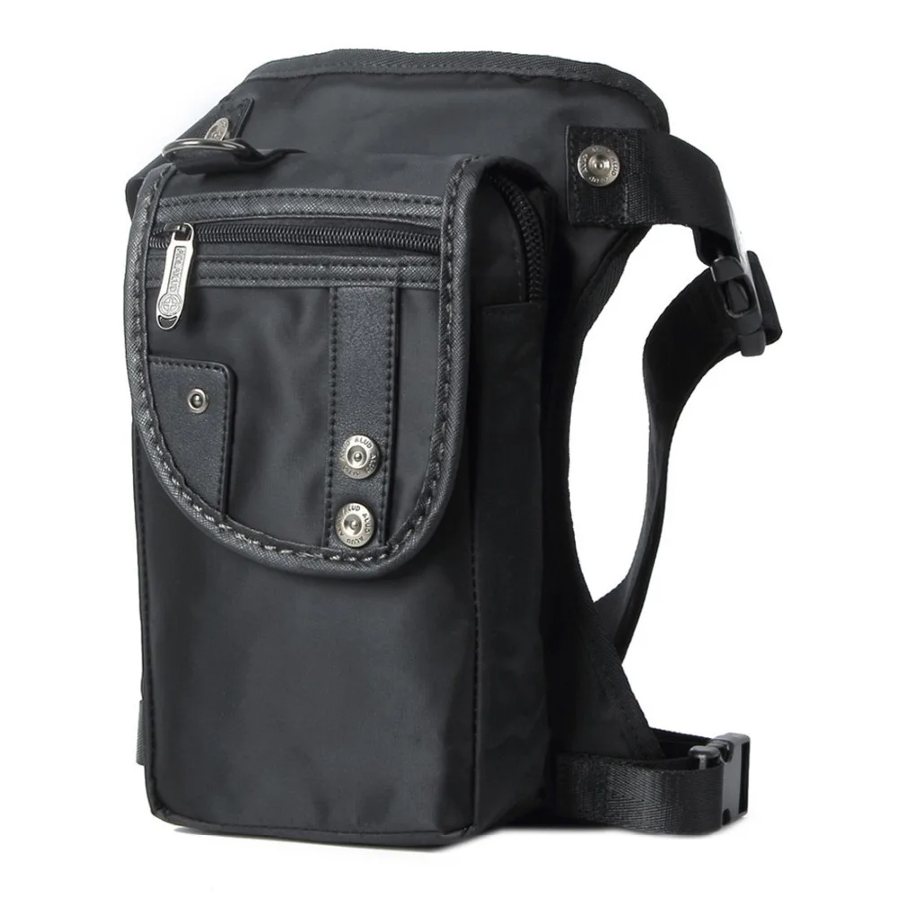 Men Nylon/Canvas Leg Bags Waist Fanny Pack Rivets Drop Belt Hip