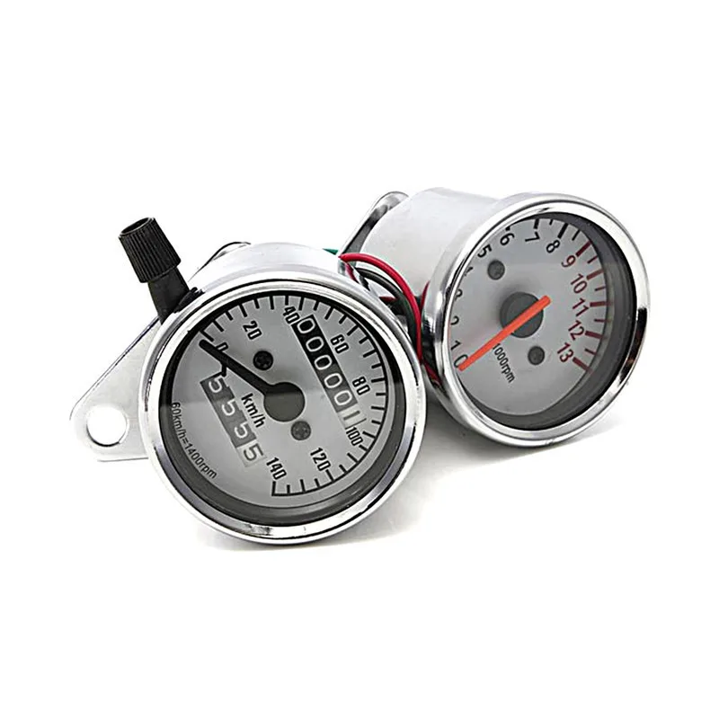 Motorcycle Dual Odometer Speedometer Gauge & 13000 RPM Tachometer Tacho