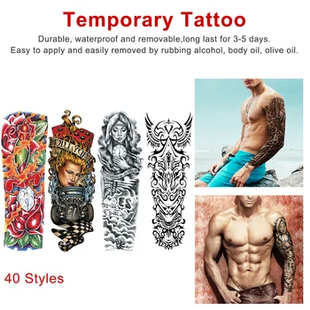 

1PCS NEW Tatoo Full Flower Arm Tattoo Sticke Fish Lotus Temporary Body Paint Water Transfer fake Tatoo Sleeve