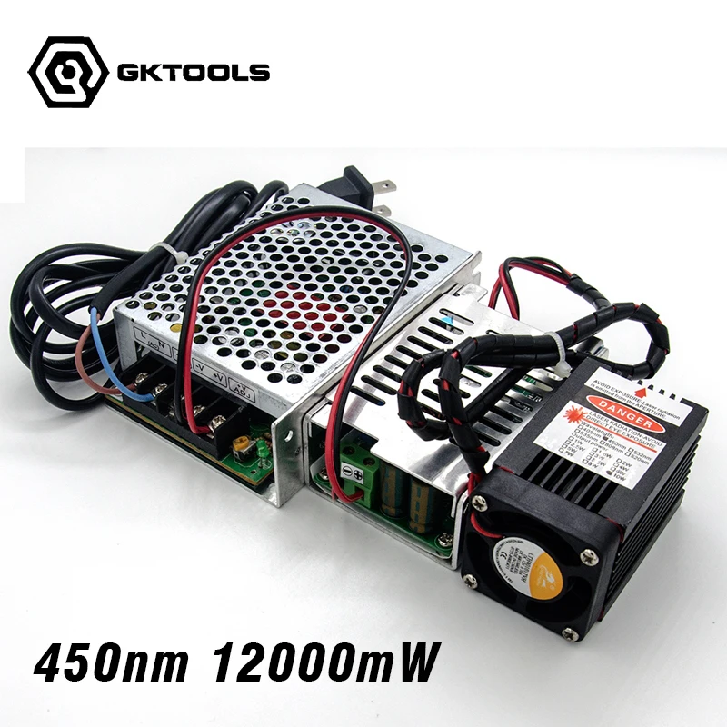 

450 nm, 12000 mW 12V High Power Laser Module have TTL,Adjustable Focus Blue Laser module. DIY Laser engraver accessories.