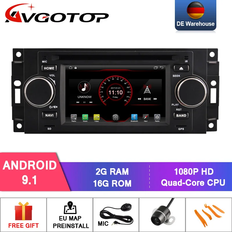 

DE STOCK!!! AVGOTOP CAR DVD PLAYER for CHRYSLER 300C Android 9.1 Built-In WiFi Car Radio DVR/WIFI+DSP+DAB+OBD