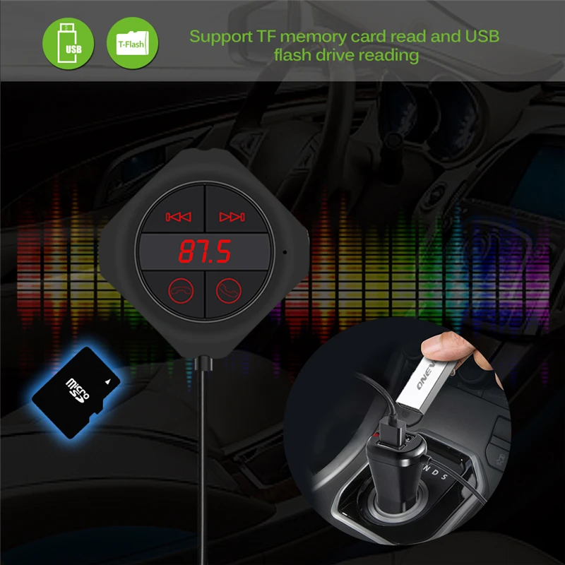 

Onever FM Transmitter Bluetooth Handsfree Car Kit Radio Transmitter Wireless FM Modulator Car MP3 Player TF U Disk Dual USB