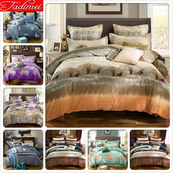 

100% Cotton 3/4 pcs Bedding Set Adult Kids Child Soft Bed Linen Fitted Sheet Around With Rubber Single Full Queen Size 200x230cm