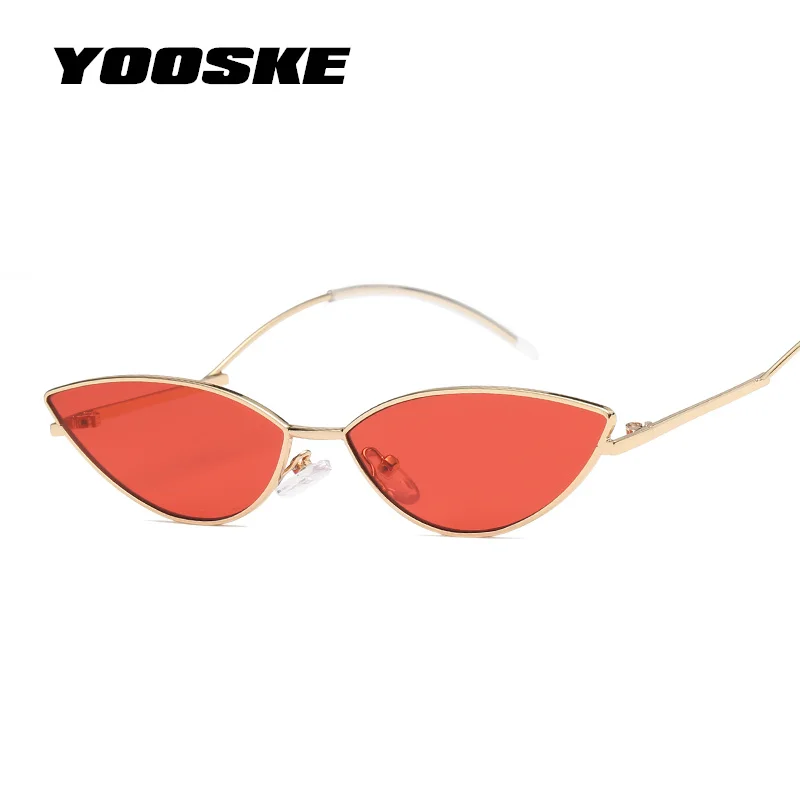 

YOOSKE Small Cat Eye Sunglasses Women Vintage Cateye Sun Glasses Ladies Brand Designer Red Pink Clear Shades Eyewear Female
