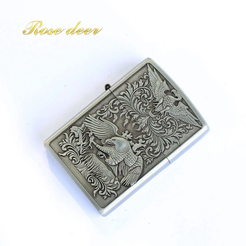 Creative retro cigarette lighter super strong wear-resistant non-fading snowflake bronze embossed kerosene | Дом и сад