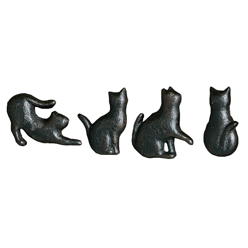 Cast Iron Matt Black Cat Shaped Cupboard Drawer Knob Kitchen Cabinet Door Pull Knobs with Screws