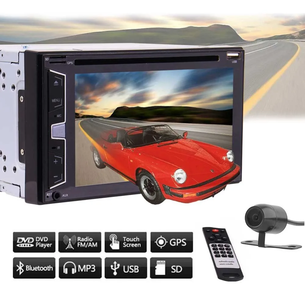 Reverse Camera+6.2" Car Multimedia Double Din DVD Player In Dash GPS