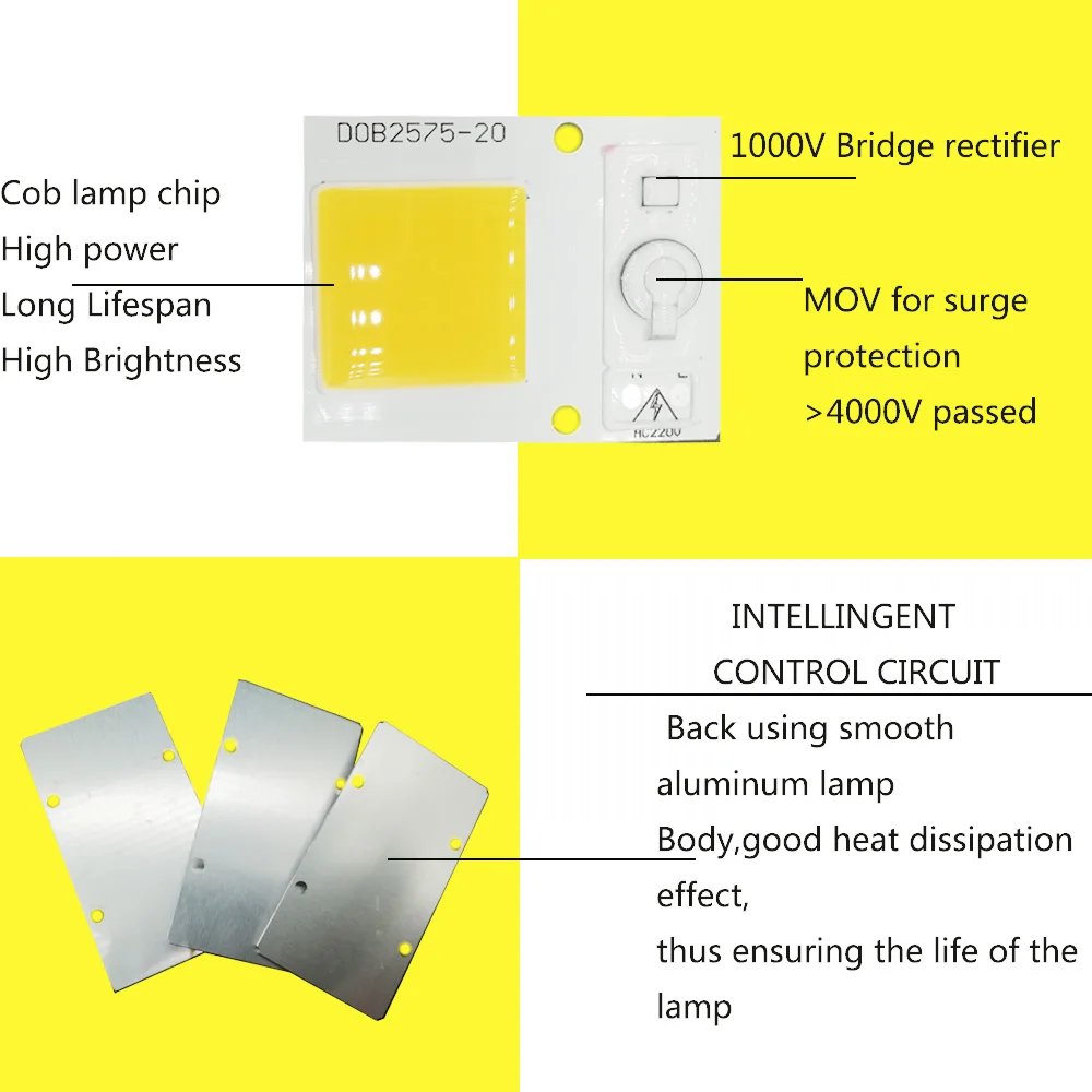Светодиодная Cob лампа чип 20 Вт 30 Вт 50 Вт AC 220 В умная IC подходит для DIY светодиодный прожектор проектор лампада не нужен драйвер