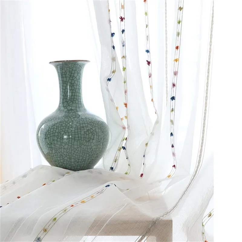 Colorful-Hair-Ball-Embroidered-Curtain-White-Sheer-Curtains-For-Kitchen-Living-Room-Bedroom-Windows-Treatment-Tulle