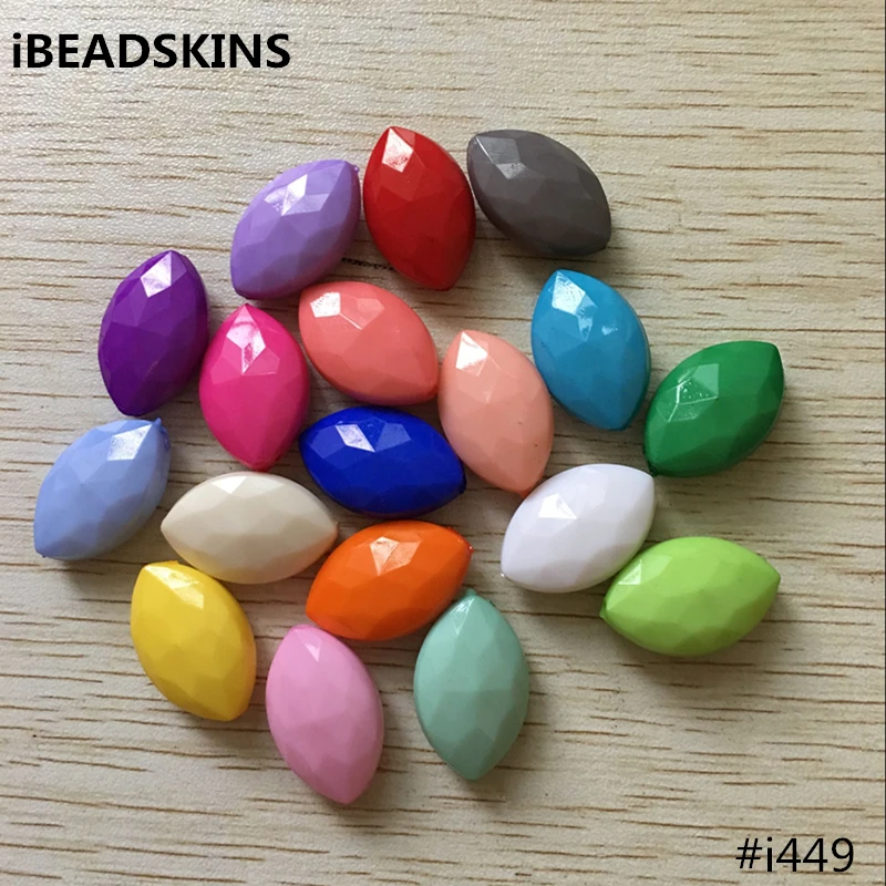 

(choose color)25x16mm 220pcs/lot Acrylic solid Faceted beads for DIY beads Jewelry necklace making#449