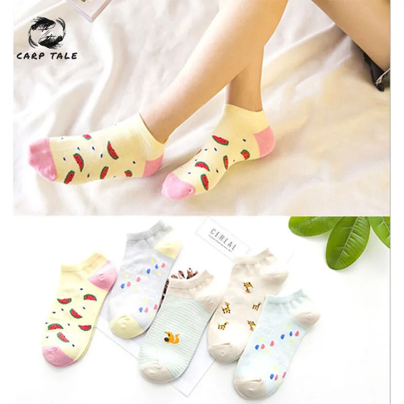 

1 Pair Woman Sock Spring Summer Three-dimensional Shallow Mouth Cartoon Female Cotton Invisible Cotton Japanese Cute Animal Sock