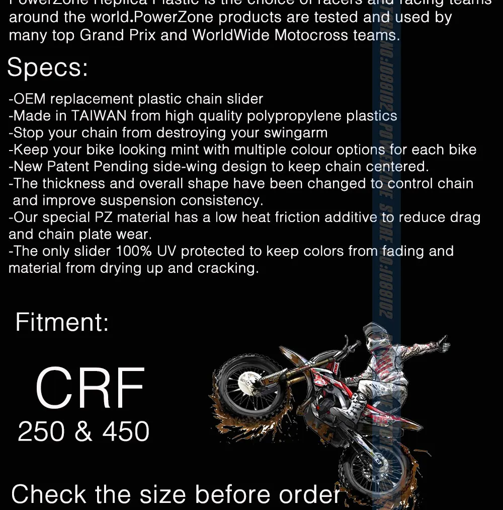 Powerzone CRF UFO стиль цепи слайдер руководство для CRF250R CRF450R Байк внедорожных мотокроссов Мотоцикл MX эндуро