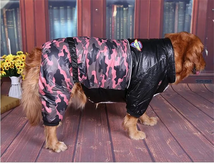 PU sleeve stitching Big dog coat warm Thick Camouflage dog clothes for large dogs dog jumpsuit windbreaker parka para perro