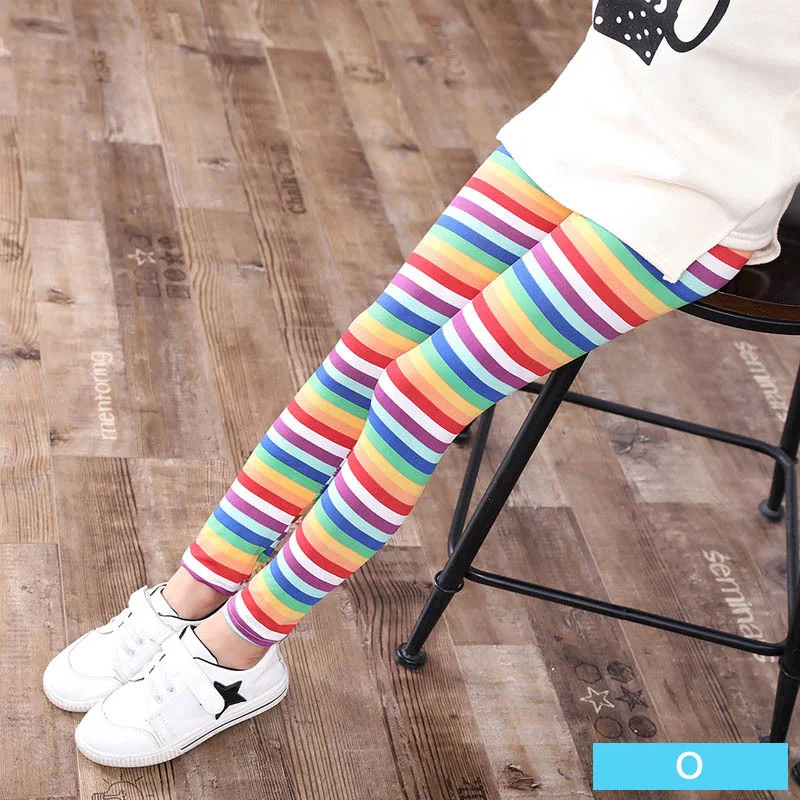 Детские штаны с цветочным принтом для детей 2-13 лет, леггинсы, Детские обтягивающие брюки с цветочным принтом, Стрейчевые штаны, весенне-осенние штаны для девочек - Цвет: O