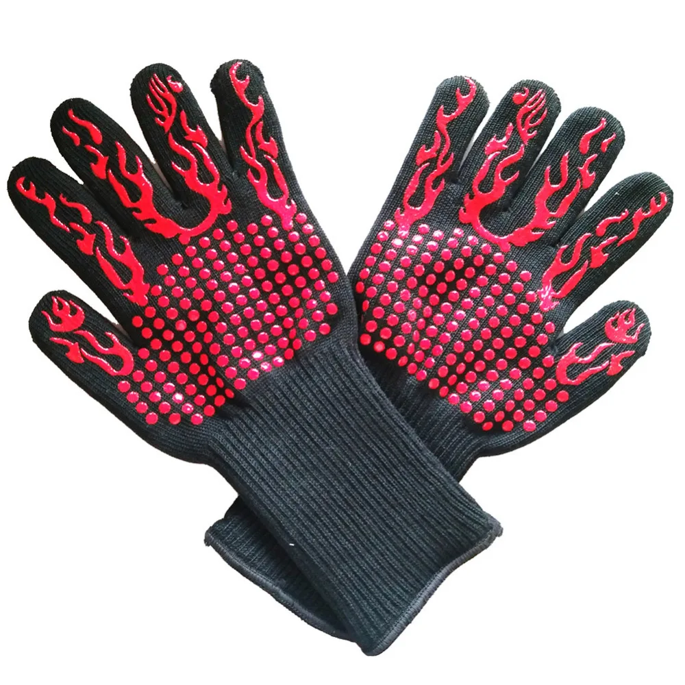  Heat Resistant Thick Silicone Cooking Baking Barbecue Oven Gloves BBQ Grill Mittens Dish Washing Gl