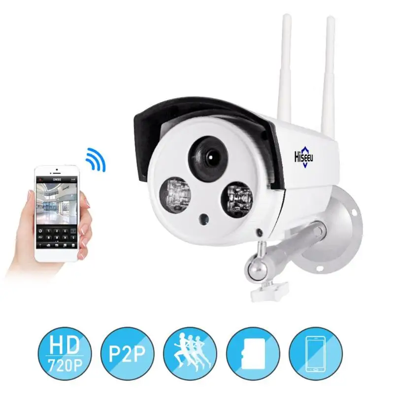 

Hiseeu FHJ-12V1A Wireless WIFI HD 720P 1.0MP P2P IP Camera IP65 Waterproof Network Security Surveillance Video Recorder Webcam