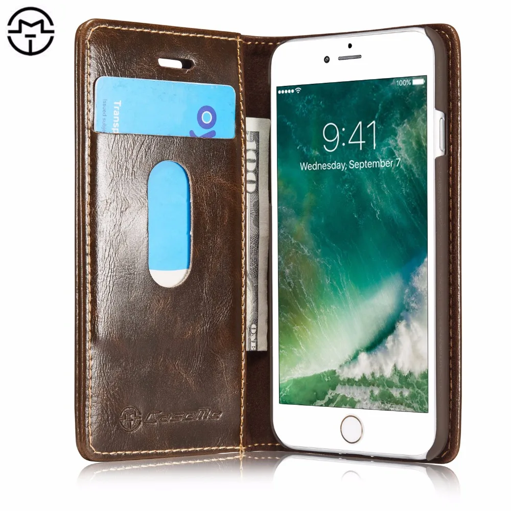 

For iPhone 7 Plus Case For iPhone 6 Magnetic Case CaseMe Luxury Retro PU Leather Flip Case With Card Slots For iPhone 5 SE Coque