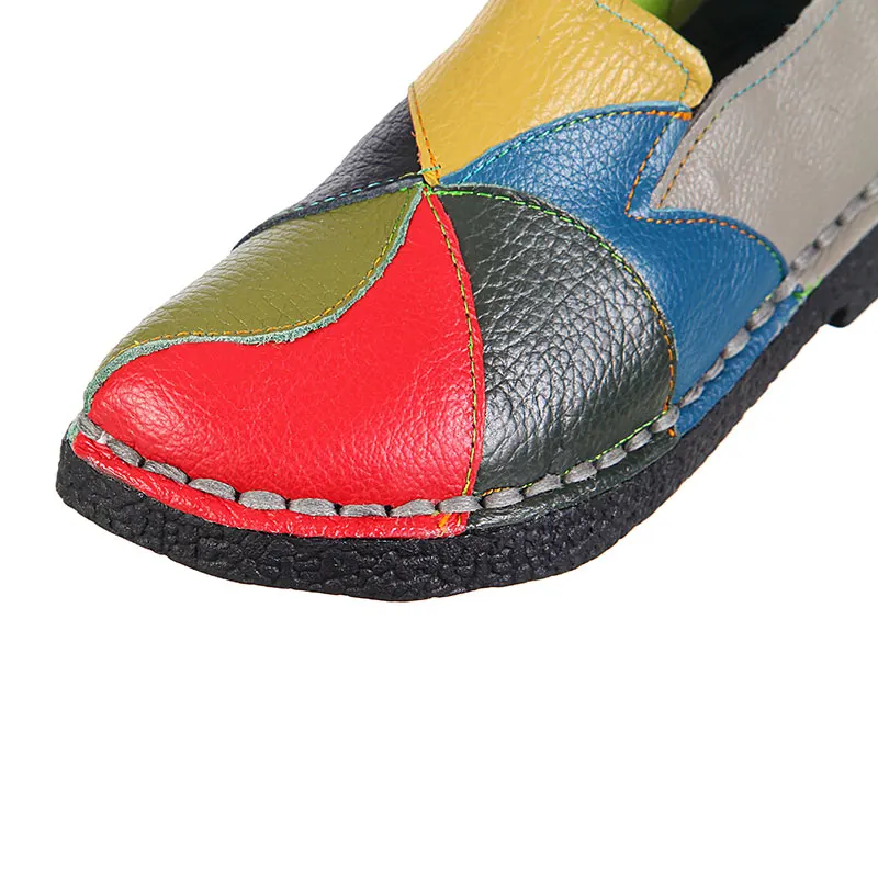 Xiuteng Women Loafers Patches stitching Flat Shoes Woman Summer Flats Soft Candy colors Genuine Leather Moccasins Loafers women shoes casual shoes women flats